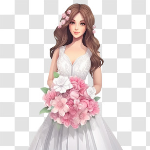 Wedding Dress
 - Bride Holding A Bouquet Transparent PNG