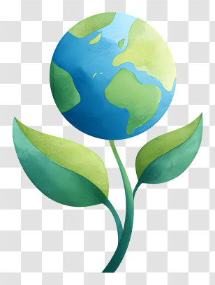 Growing Leaf Stem - Earth As Blooming Flower Illustration Transparent PNG