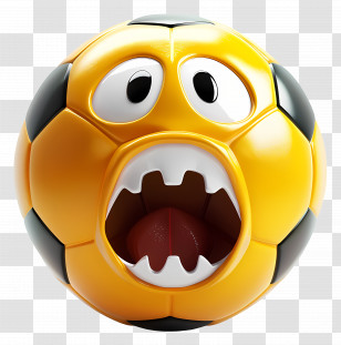 Soccer - Funny Yellow Soccer Ball Cartoon Transparent PNG