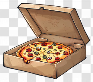 Box With Pizza - Takeout Pizza In A Cardboard Box Transparent PNG