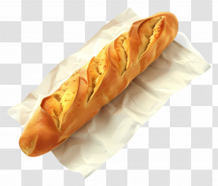 Yellow Baguette - Freshly Baked Bread Loaf Transparent PNG