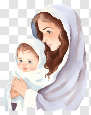 Watercolor Jesus Baby - Beautiful Mother And Child Illustration Transparent PNG