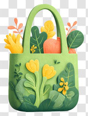 Plastic Bag Free Day - Floral Bag With Leaves And Flowers Transparent PNG