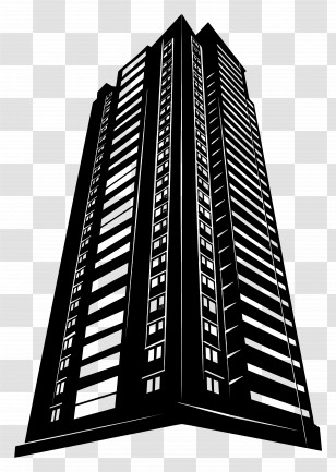 Building Silhouette - Tall Building Silhouette In Urban Style Transparent PNG