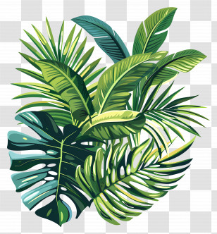 Exotic Tropical Leaves - Tropical Green Leaf Collection Illustration Transparent PNG