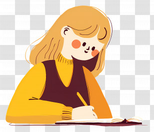 Student Writing - Girl Writing In Notebook Transparent PNG