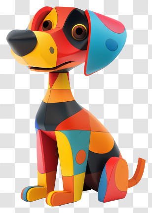 Dog Toy - Colorful Toy Dog In Patchwork Style Transparent PNG