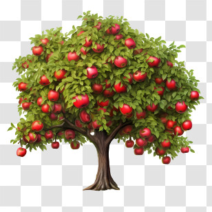 Fruit Apple Tree - Apple Tree With Ripe Red Fruits Transparent PNG