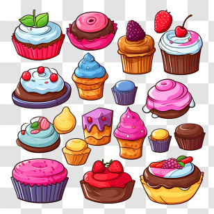 National Candy Day - Colorful Cupcakes And Sweet Treats Illustration Transparent PNG