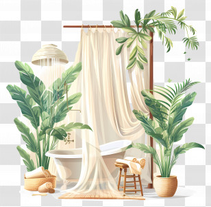 Outdoor Shower - Elegant Bathroom With Plants Transparent PNG
