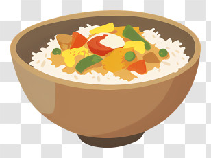 Curry Rice - Bowl Of Rice With Vegetables Illustration Transparent PNG