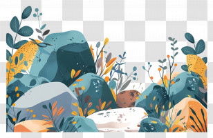 Stone Border - Colorful Rocks And Plants Transparent PNG