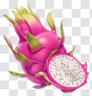 Dragon Fruit - Vibrant Pink Dragon Fruit Illustration Transparent PNG