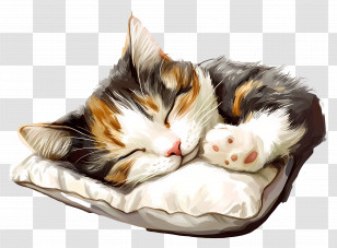 Lazy Day - Adorable Cat Sleeping On Pillow Transparent PNG
