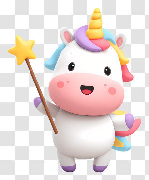 Unicorn With Magic Wand - Cute Unicorn Holding A Magic Wand Transparent PNG
