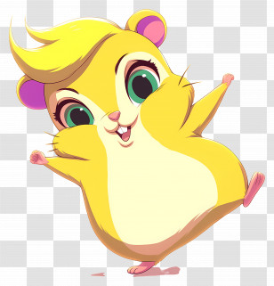 Yellow Hamster - Happy Cartoon Hamster With Cheerful Expression Transparent PNG