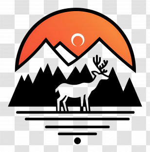 Deer Logo - Mountain And Deer Silhouette Design Transparent PNG