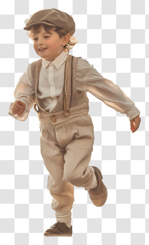 Running Little Boy - Child Running In Vintage Outfit Transparent PNG