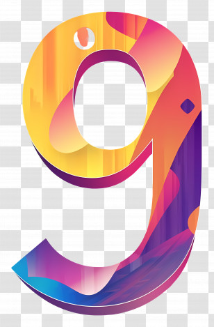 Number 9 - Colorful Number 9 Design Transparent PNG