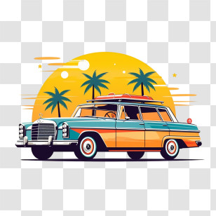 Retro Car
 - Vintage Car Illustration For Summer Vacation Transparent PNG