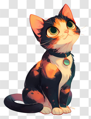 Kawaii Cat - Cute Calico Cat Cartoon Transparent PNG