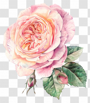 Juliet Rose - Beautiful Pink Rose Floral Illustration Transparent PNG