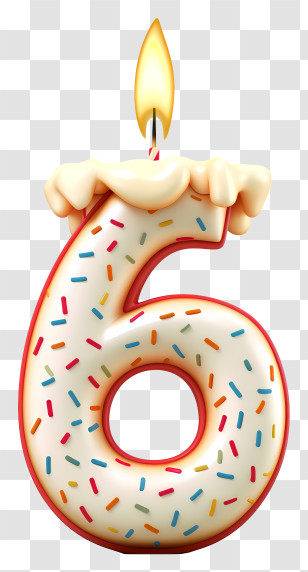 Number 6 Birthday Candle - Birthday Candle In The Shape Of Number Six Transparent PNG
