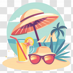 Summer Begins - Beach Summer Essentials Illustration Transparent PNG