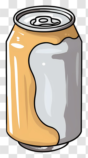 Minimalized Flat Vector Illustrate - Yellow Soda Can In Cartoon Style Transparent PNG