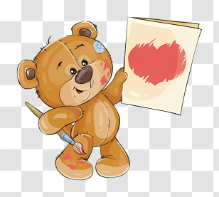 Teddy Bear - Teddy Bear Painting A Heart Transparent PNG