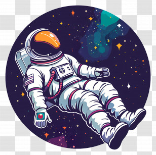 Cartoon Astronaut - Astronaut Floating In Space Illustration Transparent PNG