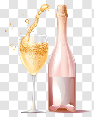 Sparkling Wine - Champagne Bottle And Glass Pouring Sparkling Drink Transparent PNG