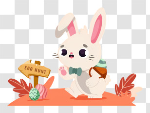 Bunny Face - Easter Bunny On Egg Hunt Transparent PNG