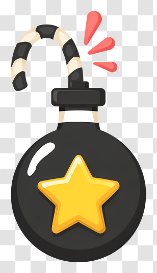 Black Bomb - Cartoon Bomb With Star Transparent PNG