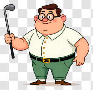 Chubby Man - Cartoon Man With Golf Club Transparent PNG