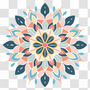 Simple Mandala - Colorful Mandala With Floral Motifs Transparent PNG