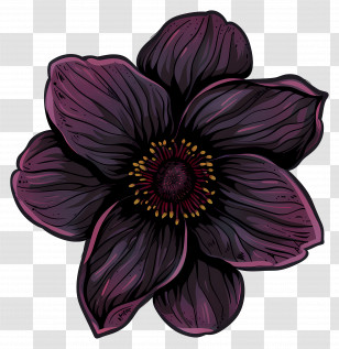 Flower - Dark Purple Flower With Detailed Petals Transparent PNG
