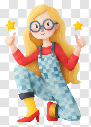 Girl Thumbs Up - Cheerful Blonde Girl Giving Thumbs Up Transparent PNG