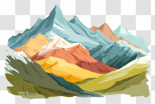 Mountain Range - Vivid Colorful Mountains Illustration Transparent PNG