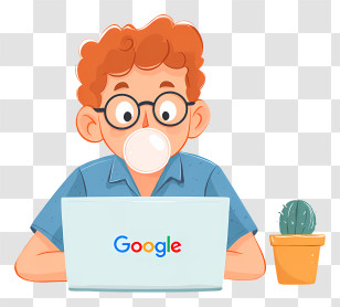 Google Search - Person Working On Laptop Cartoon Transparent PNG