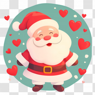 Cute Santa Clause - Cartoon Santa Claus With Loving Hearts Transparent PNG