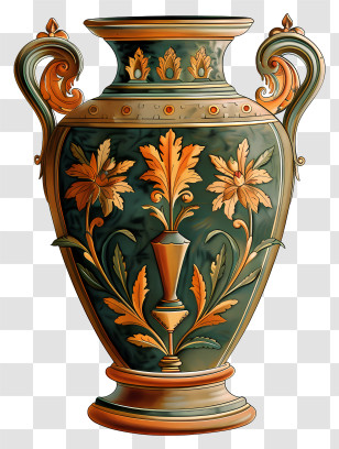 Roman Vase - Ornate Vase With Floral Design Transparent PNG