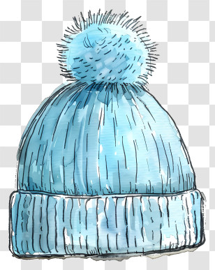 Beanie Hat - Blue Winter Beanie With Pom-Pom Design Transparent PNG