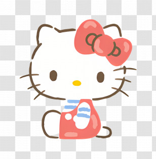 Hello Kitty - Hello Kitty With Pink Bow Illustration Transparent PNG