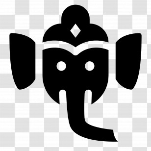 Ganesh - Black Elephant Face Silhouette Symbol Transparent PNG