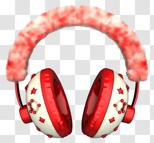 Trendy Retro Style Christmas Earmuff - Red Earmuffs With White Stars Design Transparent PNG
