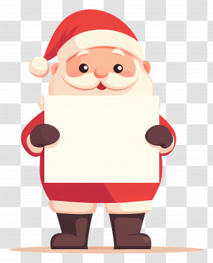 Santa Claus Holding Banner - Jolly Cartoon Santa Claus Holding A Sign Transparent PNG