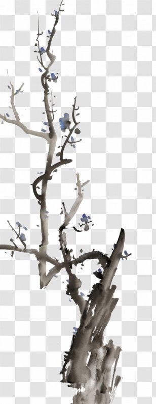 Ink Wash Painting Chinese Inkstick - Drawing - Plum Flower Transparent PNG