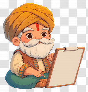 Indian Man Drawing - Old Man With Turban Drawing Transparent PNG