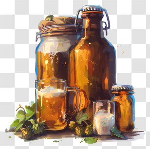 Homebrew Day - Beer Bottles Illustration Transparent PNG